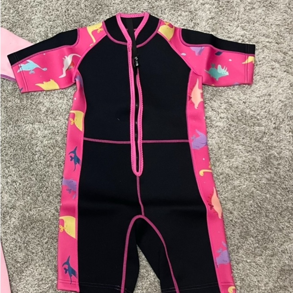 Kids Pink and Black Dinosaur Rashguard